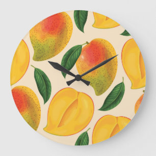 Grande Horloge Ronde Fruit Mango Motif sans joint