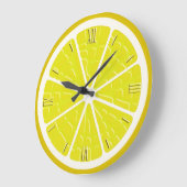 Grande Horloge Ronde Fruit stylisé citron (Angle)