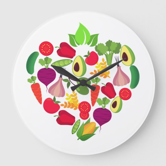 Grande Horloge Ronde Fruits et légumes de Coeur" (Recto)