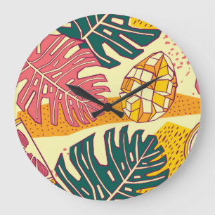 Grande Horloge Ronde Fruits tropicaux : Conception Motif dynamique