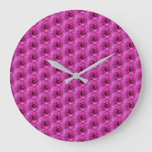 Grande Horloge Ronde Fuchsia Ranunculus - Design Floral moderne