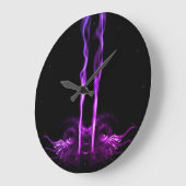 Grande Horloge Ronde Fumée de dragon noir et violet (Angle)