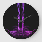Grande Horloge Ronde Fumée de dragon noir et violet (Recto)
