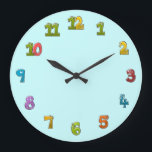 Grande Horloge Ronde Fun<br><div class="desc">A clock for a kid's room with funny numbers. The colour of the background is customizable.</div>