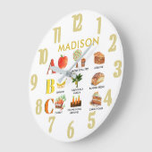 Grande Horloge Ronde Fun Alphabet ABC nom personnalisé (Angle)