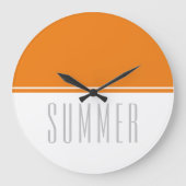 Grande Horloge Ronde Fun Bold Bright Orange White Mince ÉTÉ Texte (Recto)