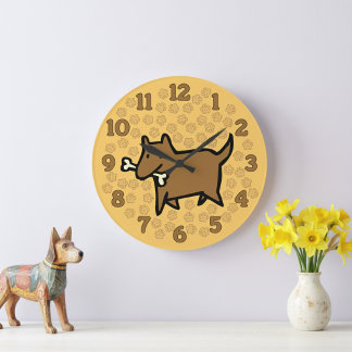 Grande Horloge Ronde Fun Cartoon Dog Wall Clock