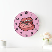 Grande Horloge Ronde Fun Cartoon Open Mouth and Lips (Maison)
