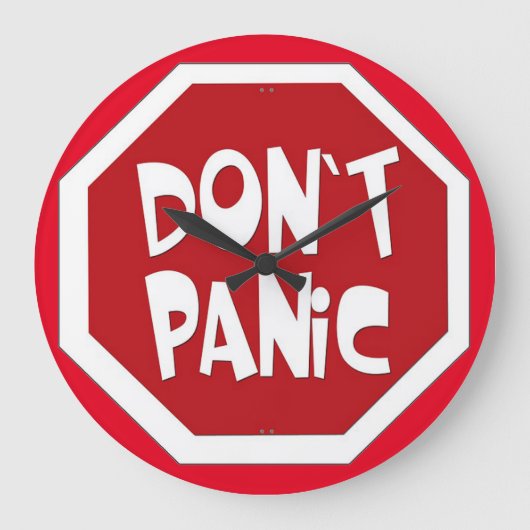 Grande Horloge Ronde Fun Don't Panic Wall Clock ! (Recto)
