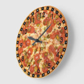 Grande Horloge Ronde Fun Novelty Cool Food Pizza Theme Kitchen (Angle)