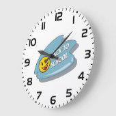 Grande Horloge Ronde Fun Retour à l'école Sourire visage (Angle)