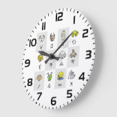 Grande Horloge Ronde Fun Zodiac Astrological Characters (Angle)