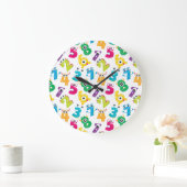 Grande Horloge Ronde Funky Cartoon Monster Numbers Math School Pattern (Maison)