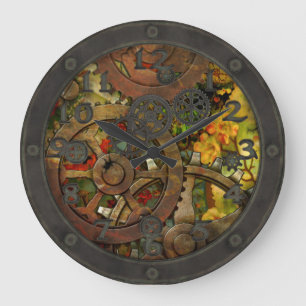 Grande Horloge Ronde Funky Victorian Brass Steampunk with Face