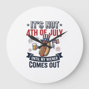 Grande Horloge Ronde Funny 4th Of July Hot Dog Vintage Patriotic Shirt_