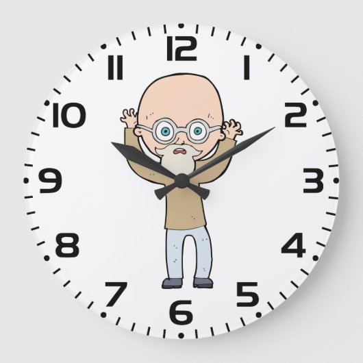 Grande Horloge Ronde Funny Bald Quirky Old Man with Beard (Recto)