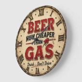 Grande Horloge Ronde Funny Beer Garage Decor (Angle)