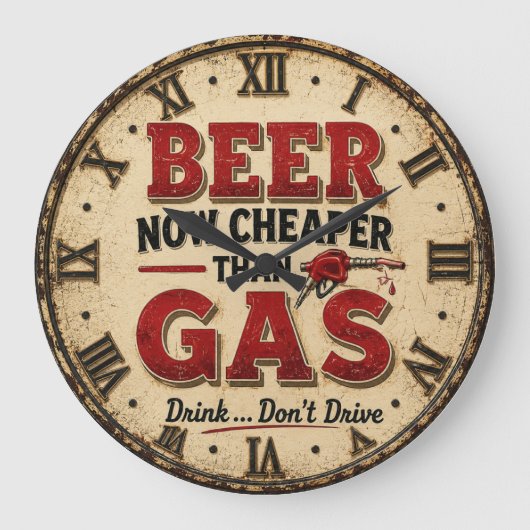 Grande Horloge Ronde Funny Beer Garage Decor (Recto)