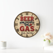 Grande Horloge Ronde Funny Beer Garage Decor (Maison)
