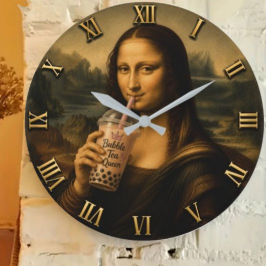 Grande Horloge Ronde Funny Bubble Tea Mona Lisa