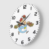 Grande Horloge Ronde Funny Busy Waitress Overworked Server (Angle)