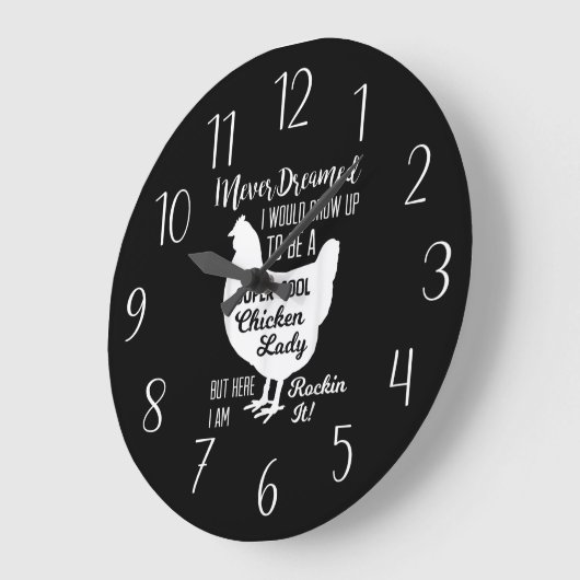 Grande Horloge Ronde funny chicken lover (Angle)