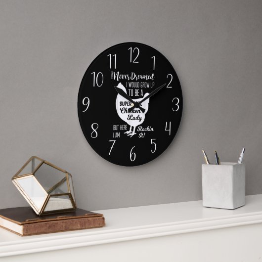 Grande Horloge Ronde funny chicken lover (Bureau)