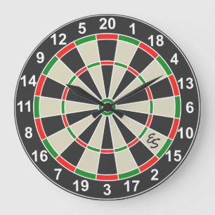 Grande Horloge Ronde Funny Dartboard fléchettes carte cercle monogramm