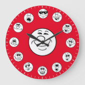 Grande Horloge Ronde Funny Faces & Expressions in White Emoji's (Recto)