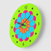 Grande Horloge Ronde Funny Flower Power Bloom III (Angle)