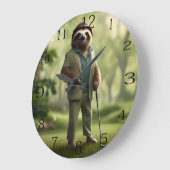 Grande Horloge Ronde Funny Golf Sloth, (Angle)