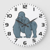 Grande Horloge Ronde Funny Gorilla Cool Bleu Ape Animal Design (Recto)