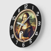 Grande Horloge Ronde Funny Mona Lisa Grabbing Toilet Paper (Angle)