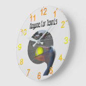 Grande Horloge Ronde Funny Pelican Tennis Player, Wall Clock (Angle)