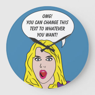 Grande Horloge Ronde FUNNY RETRO WOMAN custom wall clock