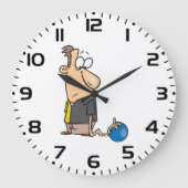 Grande Horloge Ronde Funny Sad Bowler caractère avec Bowling Ball (Recto)