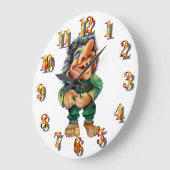 Grande Horloge Ronde Funny Scandinavian Troll Watercolor Illustration (Angle)