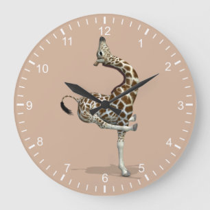 Grande Horloge Ronde Funny Sporty Giraffe