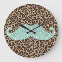 Funny Teal Green Bling Mustache And Animal Print