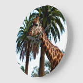 Grande Horloge Ronde Funyy Giraffe Poking Out Tongue, (Angle)