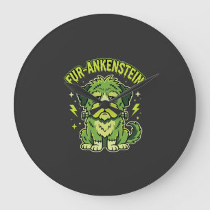 Grande Horloge Ronde Fur-Ankenstein Drôle de Frankenstein Chien Hallowe