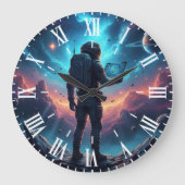 Grande Horloge Ronde Futuristic Cyberpunk Astronaut Nebula Space Unique (Recto)