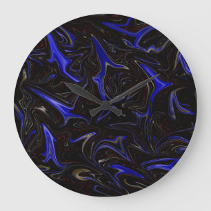 Grande Horloge Ronde "Galactic Swirl : Le marbre de l'espace bleu et no
