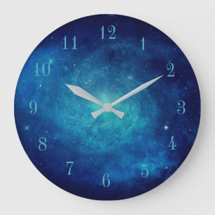 Grande Horloge Ronde Galaxie bleue d'espace extra-atmosphérique
