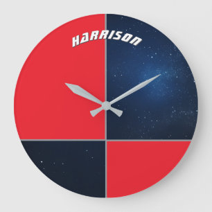 Grande Horloge Ronde Galaxie personnalisée espace personnalisé