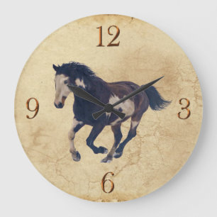 Grande Horloge Ronde Galloping Pinto American Paint Stallion Horse