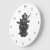 Grande Horloge Ronde Ganesha Sanskrit Wall Clock Large Round (White) (Angle)