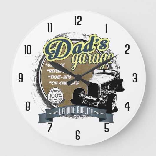 Grande Horloge Ronde Garage de papa en couleur (Recto)