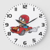 Grande Horloge Ronde Garçon conduisant voiture rouge course (Recto)