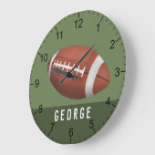 Grande Horloge Ronde Garçons Football moderne et vert Sports Enfants (Angle)